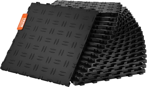 Vista 11 de VEVOR Kit de bordes de transición hembra para pisos de garaje, 15 piezas resistentes de PP modular entrelazado para bordes de suelos de garaje Negro