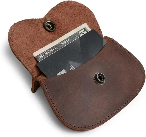 Vista 3 de Hide & Drink, billetera con forma de gato, bolsa para monedas, portamonedas, accesorio de viaje, piel de grano completo, hecha a mano, Bourbon