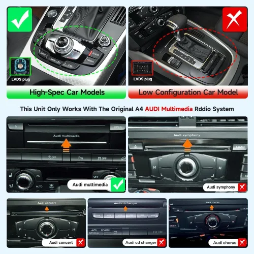 Vista 2 de 10.25 pulgadas Android 13 coche reproductor de vídeo inalámbrico CarPlay para Audi A4 B8 A5 de 2009 a 2016 con versión multimedia 3GMMI alta CD