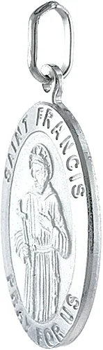 Vista 2 de Collar con medalla de San Francisco de plata de ley de 0906in ovalado sin níquel Italia Plata esterlina Sin gemas