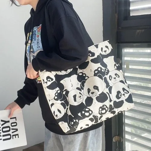 Vista 8 de Bolso de mano estético de lona con cremallera para mujer, bolsas de hombro de viaje con compartimentos