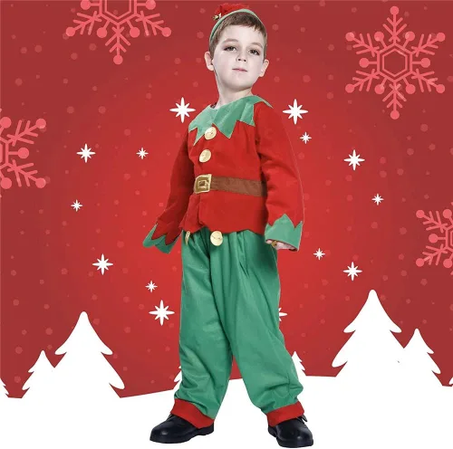 Vista 8 de Snailify Disfraz de elfo de Navidad para niños y niños