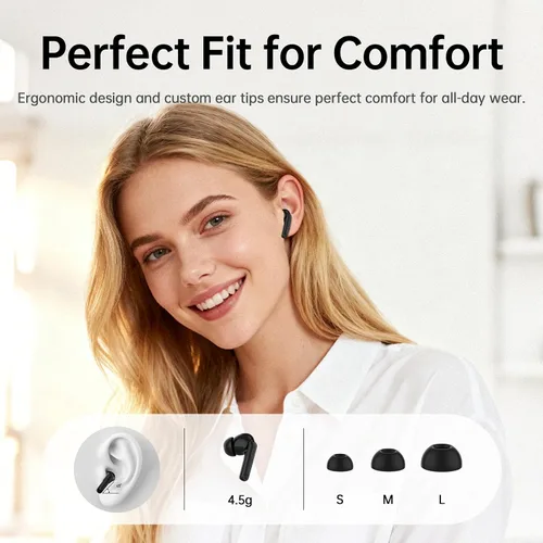 Vista 7 de Auriculares inalámbricos híbridos adaptativos con cancelación activa de ruido 2026, 6 micrófonos ENC Clear Call Earbuds, auriculares Bluetooth 5.4