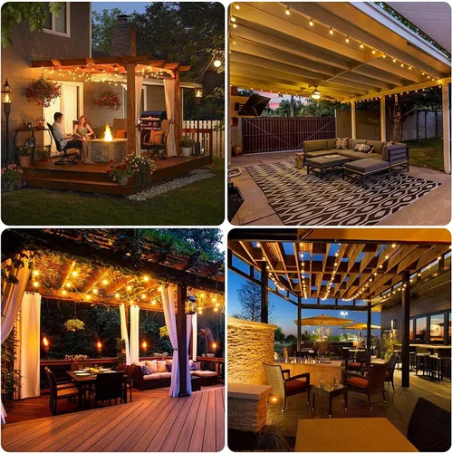 Vista 2 de Tira de luces para exteriores de 100 pies, impermeables, luces LED inastillables para exteriores, con certificación UL, iluminación