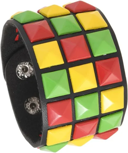 Vista 5 de coadipress Pulsera de cuero punk con tachuelas para hombres y mujeres, 3 filas, punk, rock, negro, blanco, brazalete de motociclista, pulsera