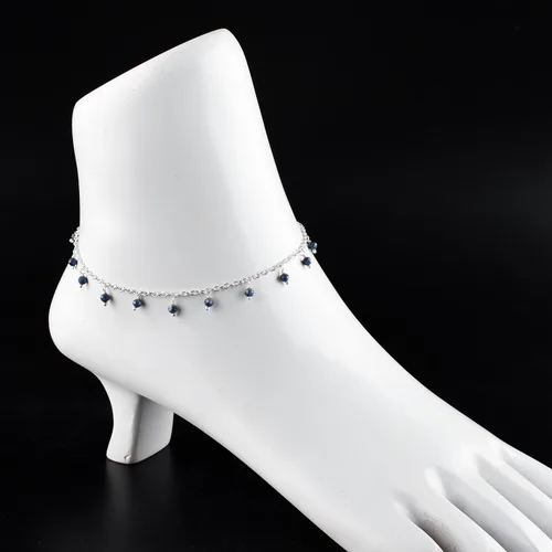 Vista 53 de Yanara Tobilleras de piedras preciosas para mujer, piedra natal natural, chapada en plata, joyería hecha a mano en 8.5 + 1.5 pulgadas, cristales