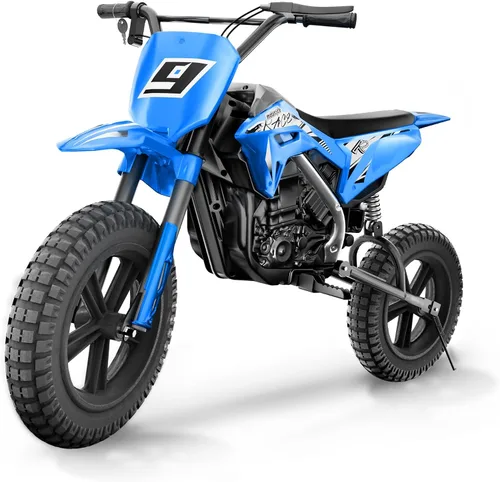 Vista 9 de Bicicleta eléctrica de 24 V para niños, acelera tp 11 MPH, Dirt Bike Azul