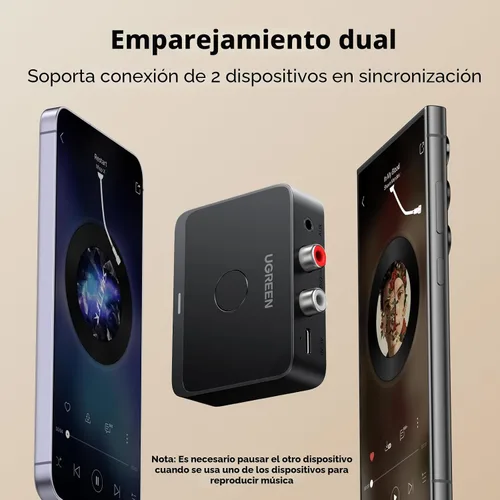Vista 7 de UGREEN Receptor Bluetooth 6.0 con LDAC, adaptador de audio inalámbrico de alta resolución con baja latencia, para estéreo