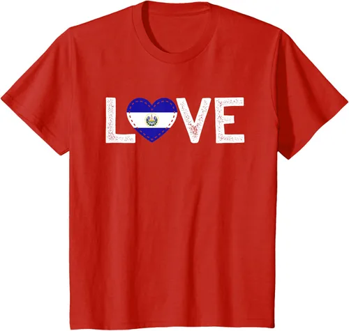 Vista 3 de Camiseta de regalo con la bandera de El Salvador LOVE, Negro, S