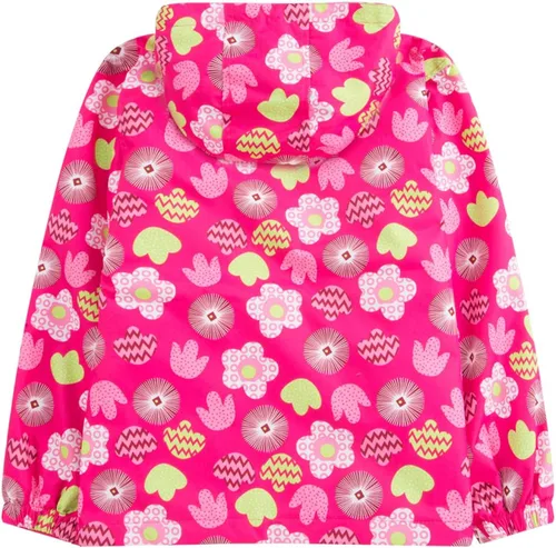 Vista 2 de M2C Chaqueta ligera y resistente al viento con forro polar floral para niñas con capucha