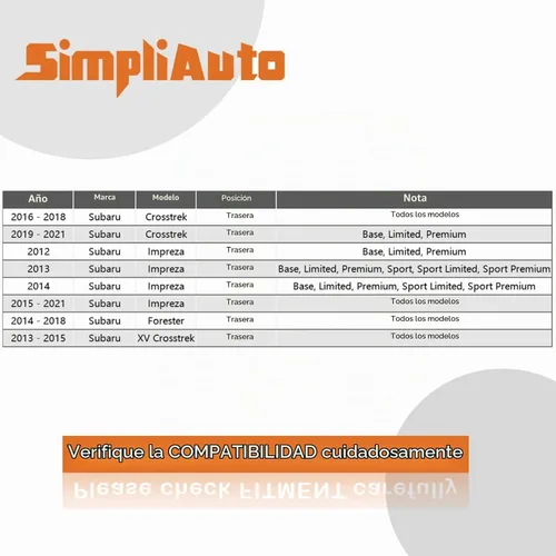 Vista 2 de 2 rodamientos de rueda trasera 512518 y conjunto de cubo compatibles con Subaru Forester 2014-2018, Impreza 2012-2021, Crosstrek XV 2013-2015
