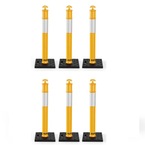 Vista 9 de BATTIFE Poste delineador de 45 pulgadas con base, conos de delineador de tráfico naranja con collar reflectante para práctica de conducción