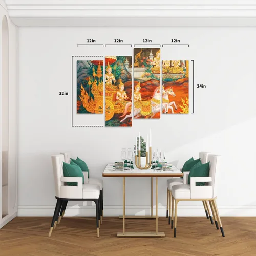 Vista 2 de obra maestra de la pintura tradicional tailandesa de estilo lienzo arte de pared pinturas colgantes ilustraciones modernas, impresiones abstractas