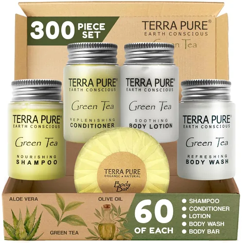 Vista 11 de Terra Pure Juego de jabones y artículos de tocador para hotel a granel Kit de amenidades 1-Shoppe Champú y acondicionador de 1 oz, gel de baño