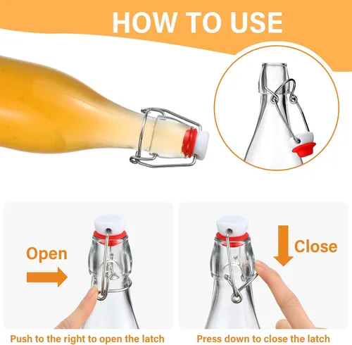 Vista 3 de Aoriher Paquete de 12 botellas de vidrio de 32 onzas con tapa abatible de 1 litro, botellas de cerveza para el hogar, botellas de cerveza con cierre