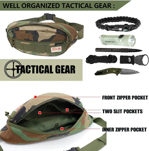 Vista 4 de Rough Enough - Riñonera cruzada para hombre, Camo, Riñonera de camuflaje militar
