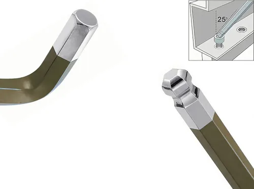Vista 4 de Llave Allen de llave hexagonal de extremo de bola de 0.059 in, llave hexagonal interna, herramienta de reparación de acero S2 de brazo largo