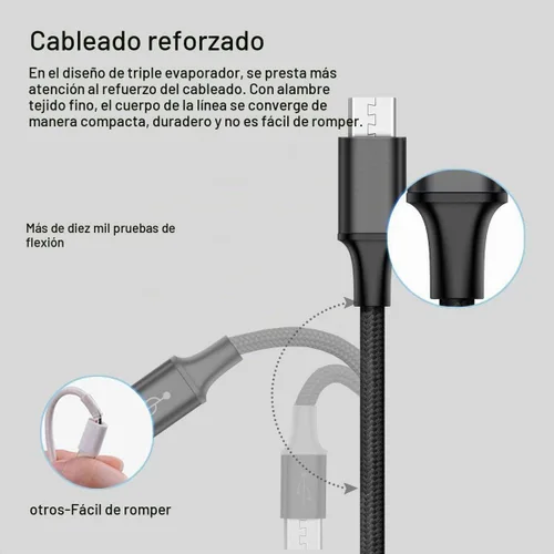 Vista 5 de Puxnoin Cable de carga múltiple, paquete de 2 cables de carga múltiple universal 3 en 1, cable USB múltiple de carga rápida con tipo C, conectores