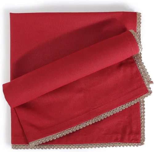 Vista 46 de FINGERCRAFT Servilletas de tela de lino y algodón de 12 unidades con esquinas ingletadas y elegante encaje para uso diario; las servilletas están
