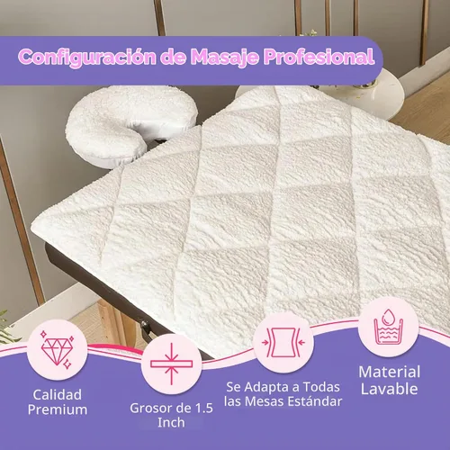 Vista 4 de Almohadilla de mesa de masaje de doble cara, funda de vellón de felpa y microfibra, cubrecolchón suave para cama de masaje y funda de spa
