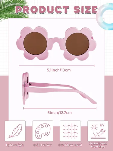 Vista 2 de Kanayu 12 pares de lentes de sol redondos de flores de 5.71 pulgadas para adultos, protección UV, gafas de flores coloridas al aire libre