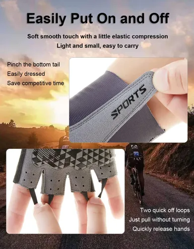 Vista 5 de Guantes de ciclismo, guantes de bicicleta de montaña, guantes de medio dedo, guantes de bicicleta para hombres, accesorios de bicicleta de montaña