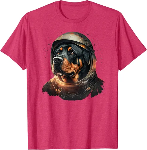 Vista 21 de Divertida camiseta Rottweiler con diseño de astronauta rottweiler en galaxia espacial, Negro