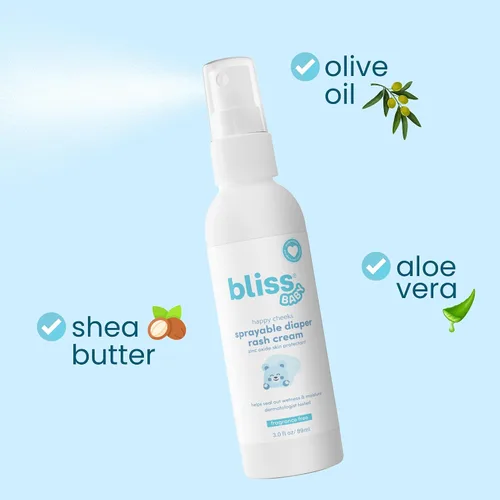 Vista 4 de Bliss Spray de crema para la dermatitis del pañal para bebés, sin fragancia, sin contacto ni desorden, trata, alivia y previene la erupción