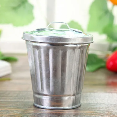 Vista 9 de NUOBESTY Mini basurero de escritorio con tapa, pequeño bote de basura de metal, para oficina, hogar, dormitorio, contenedor de basura compacto