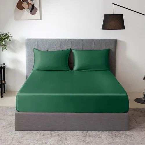 Vista 36 de THXSILK Juego de sábanas bajeras de 100% seda de morera, 3 piezas de seda 7A+, transpirable, suave, sábana bajera de 16 pulgadas de profundidad, 2