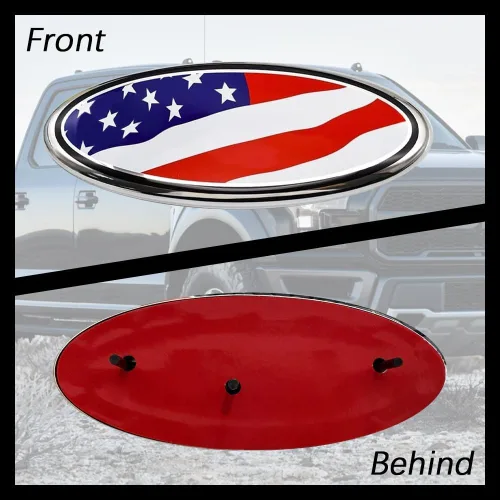 Vista 4 de Emblema para rejilla delantera y portón trasero del automóvil, emblema de superposición de bandera americana de 9 pulgadas, emblema de insignia