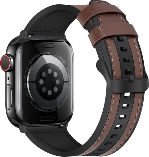 Vista 26 de Correas de cuero magnéticas compatibles con Apple Watch 42mm (Serie 10/11) 41mm 40mm 38mm para hombres y mujeres, cuero genuino con hebilla