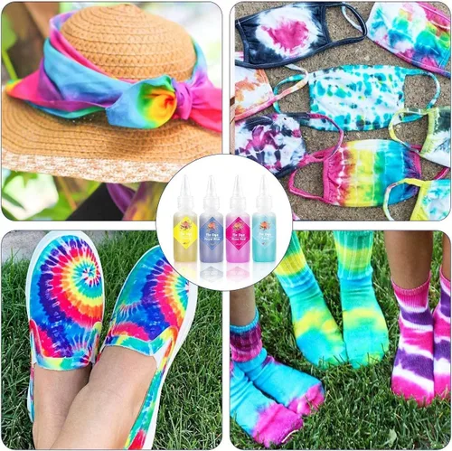 Vista 2 de Emooqi - Kit de teñido anudado de 32 colores, todo en 1, contiene 32 pigmentos de bolsa, bandas de goma, guantes, bolsa sellada, delantal y fundas