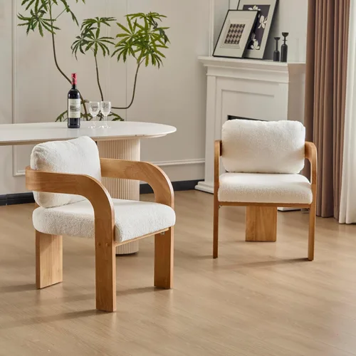 Vista 17 de Christopher Knight Home Yorick - Juego de 2 sillas de comedor modernas con cojín, juego de sillones de comedor de madera maciza, respaldo curvado
