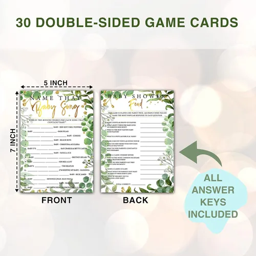 Vista 2 de Woodland - Juegos de baby shower, juegos de doble cara con nombre de esa canción de bebé y juego de peleas de bebé (paquete de 30) con 1 tarjeta