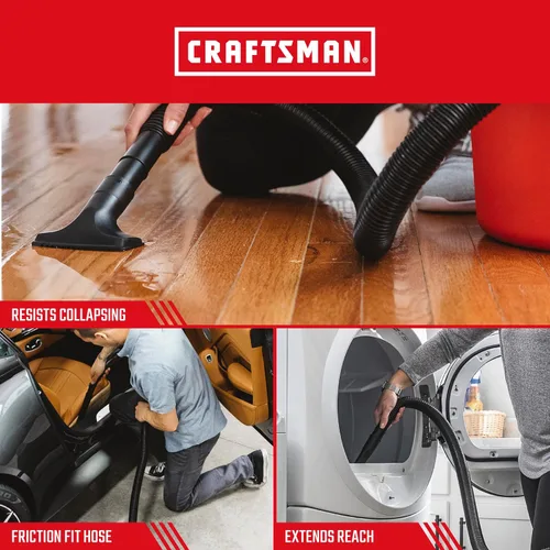 Vista 4 de CRAFTSMAN CMXZVBE38762 - Manguera de vacío húmeda y seca de 1-1/4 pulgadas x 6 pies Shop Vacuum Hose Attachment, Fits Most CRAFTSMAN Wet/Dry Vacs