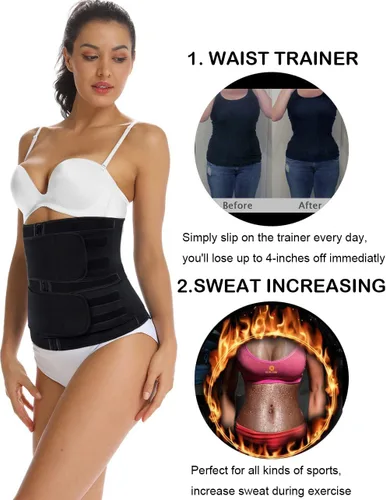 Vista 3 de HOPLYNN - Faja moldeadora de cintura para mujer, dos cinturones, corsé de entrenamiento de neopreno, moldeador de cintura, reductor de cintura