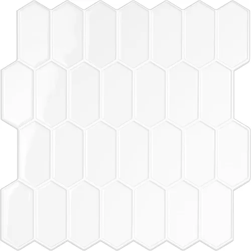 Vista 11 de Azulejos de despegar y pegar para cocina, diseño más grueso 3D autoadhesivo hexagonal largo para pared, azulejos para salpicadero, azul 10 hojas