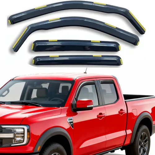 Vista 44 de Deflectores de ventana adhesivos para ventanas laterales y ventilación con viseras para 2015-2018 Chevy Silverado y GMC Sierra 1500 2500HD 3500HD