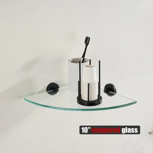 Vista 5 de JQK TGS190L10-PB-P2 - Estante de pared flotante de acero inoxidable 304 para baño, 10 x 10 pulgadas, 2 unidades, color negro