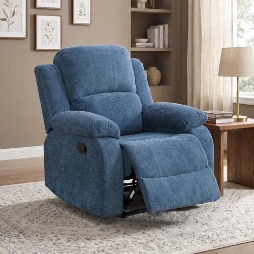 Vista 14 de Juego de sofá reclinable de 2 piezas, sofá reclinable de tela y sofá biplaza para sala de estar, sofá reclinable azul para sala de estar, oficina