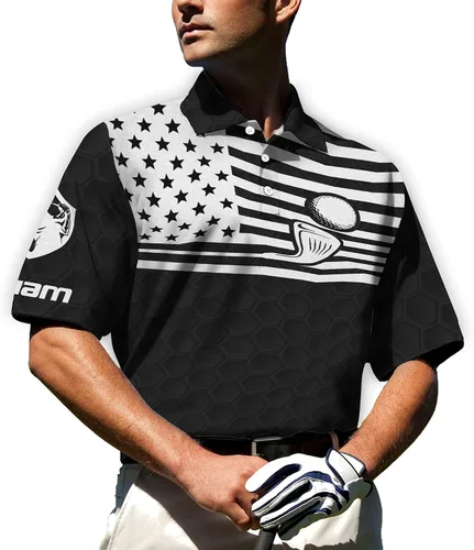 Vista 4 de Divertidas camisetas polo de golf 3D personalizadas para hombres, polo de golf divertido para hombre, camiseta de golf de manga corta para hombre