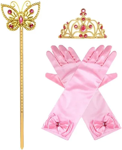 Vista 19 de REXREII Disfraz de princesa durmiente para niñas, disfraz de Halloween, cosplay, Navidad, fiesta de cumpleaños (accesorios)