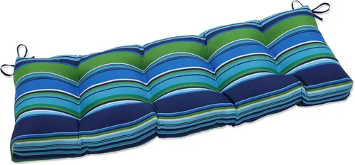 Vista 18 de Pillow Perfect - Cojín capitoné a rayas, resistente a la intemperie y la decoloración, para sofá de mimbre/columpio de exterior, bordes cuadrados