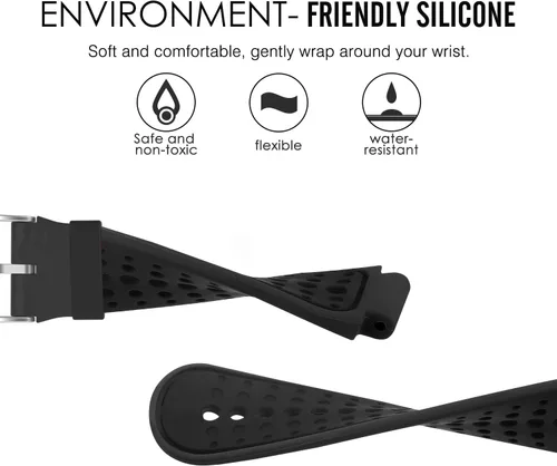 Vista 2 de MoKo, banda ajustable de silicona suave, repuesto de correa para Garmin Forerunner 235 Negro y negro