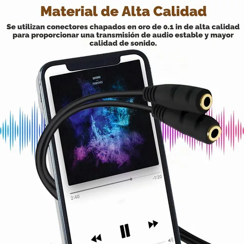 Vista 6 de Paquete de 2 conectores de adaptador de cable divisor estéreo de 0.138 in, macho de 0.138 in a 2 hembras, para conectar altavoces externos o usar