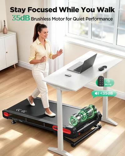 Vista 6 de Jogwell Walking Pad with 15% Auto Incline, Full-Deck Design Under Desk Treadmill for Home Office, Vertical Storage, 4-Wheel Mobility, 3.0HP