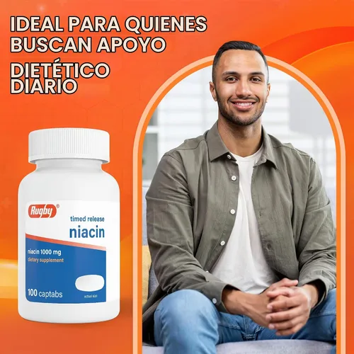Vista 6 de Watson Rugby Labs Niacina Time Release 1000mg 100ct