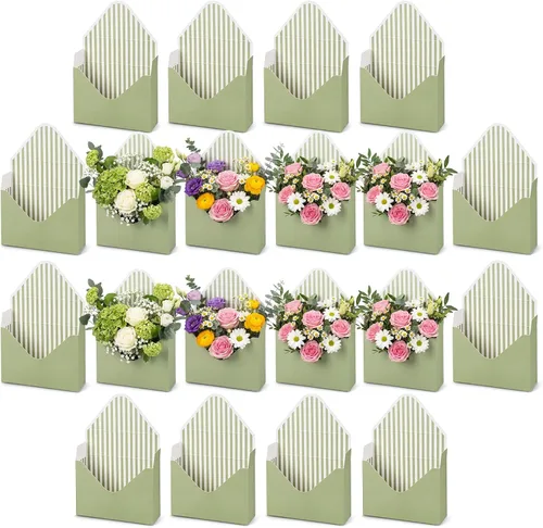 Vista 11 de Geyee 10 cajas sobre para ramo de floristería de graduación clase de 2026, ramo de flores de corazón rosa, embalaje de papel de regalo, bolsas