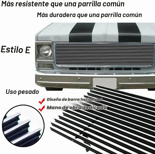 Vista 3 de Parrilla de aluminio sólido compatible con Chevy C/K Pickup/Suburban/Blazer Billet 1973-1980 rejilla superior pulida